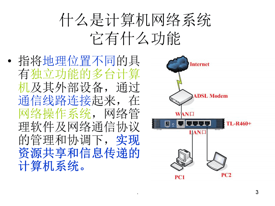 計算機網絡系統的組成、功能、分類及常見網絡設備認識PPT精選文檔